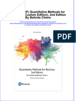 Ebook PDF Quantitative Methods For Business Custom Edition 2nd Edition by Belinda Chiera