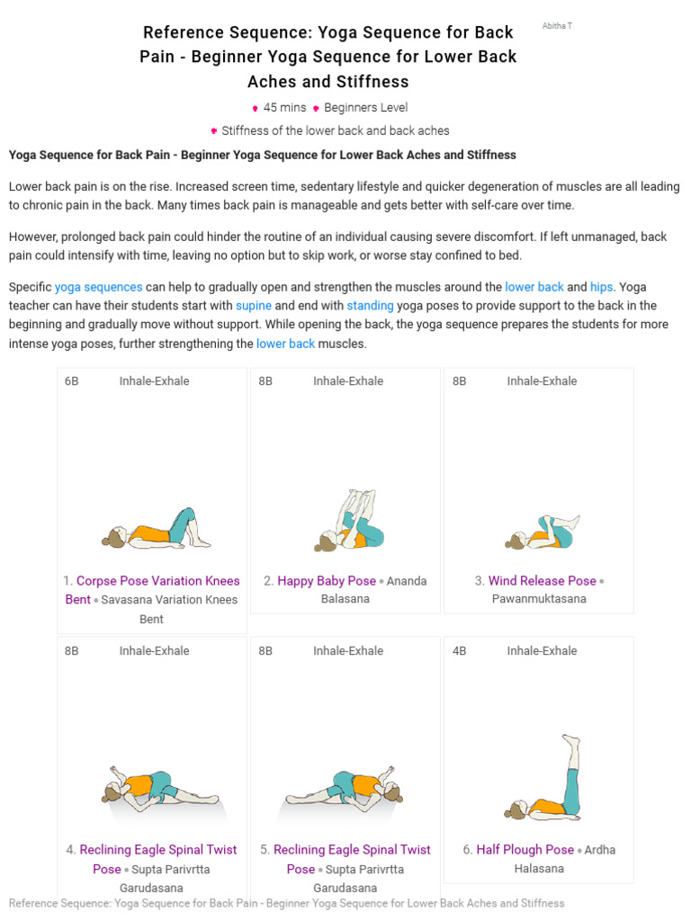 Reference Sequence Yoga Sequence For Back Pain Beginner Yoga Sequence