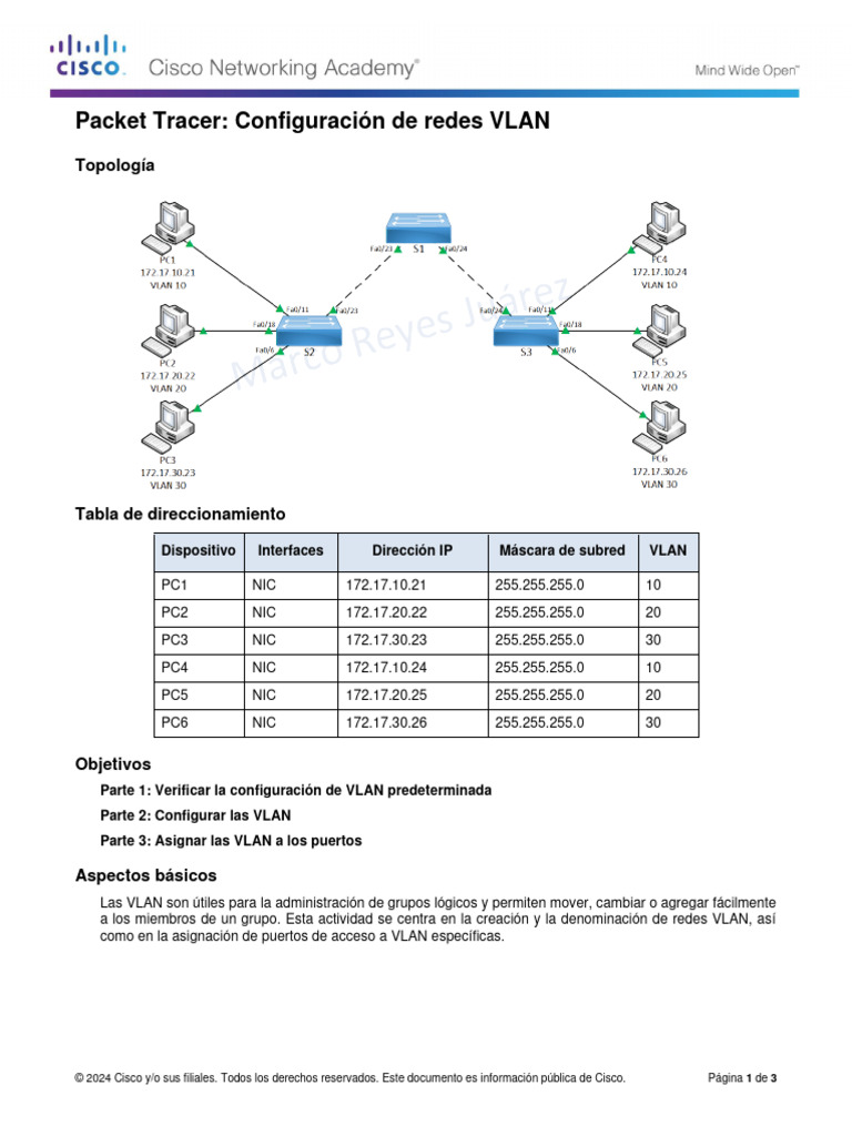 Configuración de VLAN en Packet Tracer | PDF | Controlador de interfaz ...