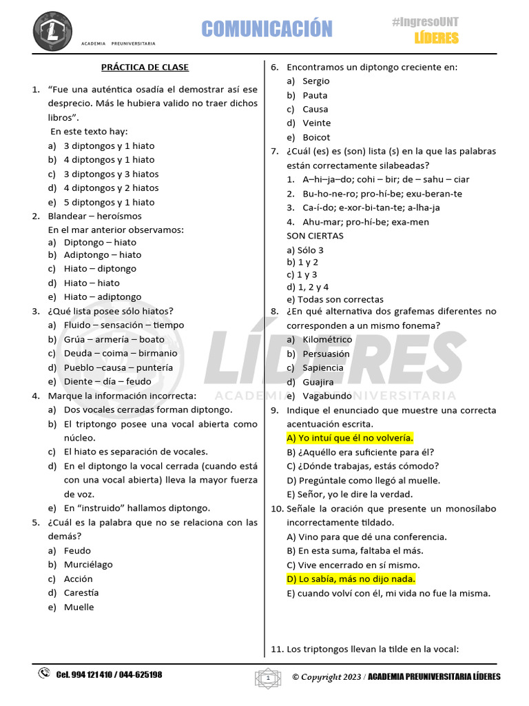 Tildación y Concurrencia Vocalica 23-01 | PDF | Fonética | Lingüística