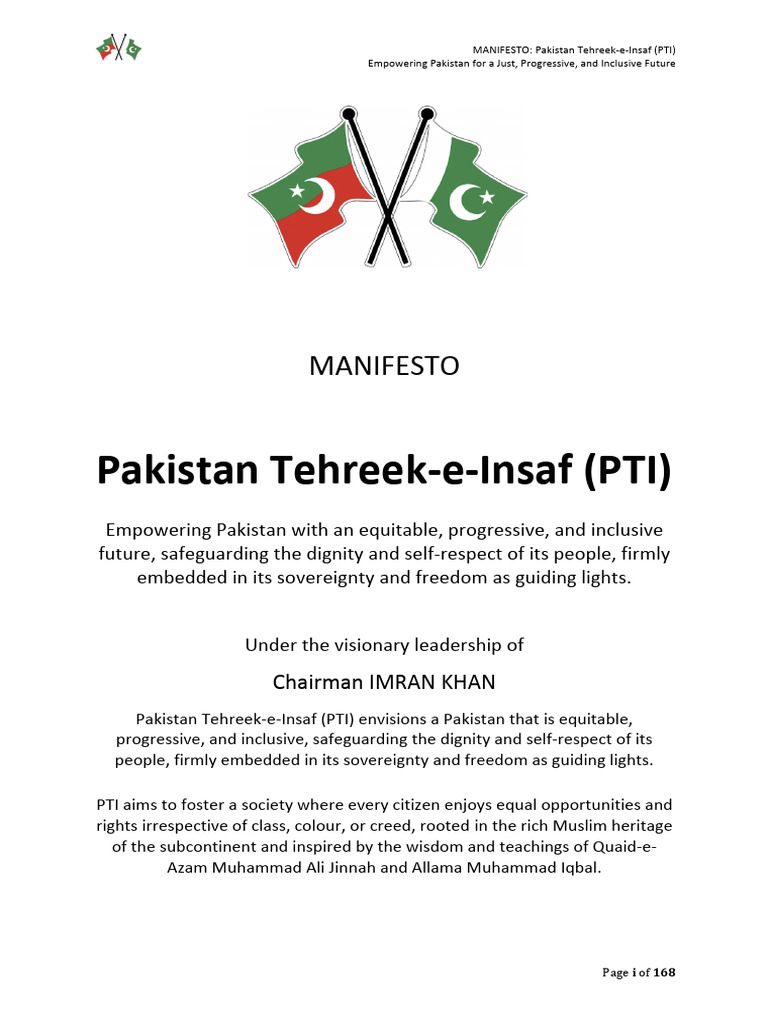PTI Election Manifesto 2024 PDF Governance Empowerment