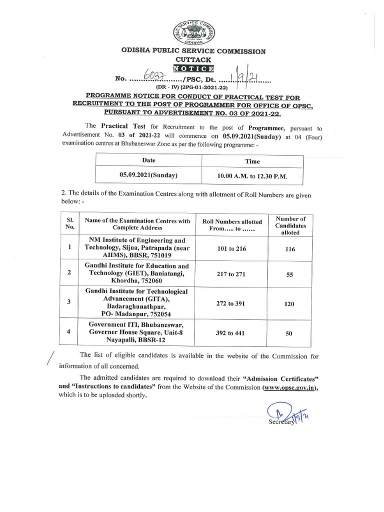 Odisha Staff Selection Commission Ossc Update 206 Pdf
