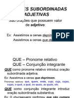 Aula ORAÇÕES SUBORDINADAS ADJETIVAS