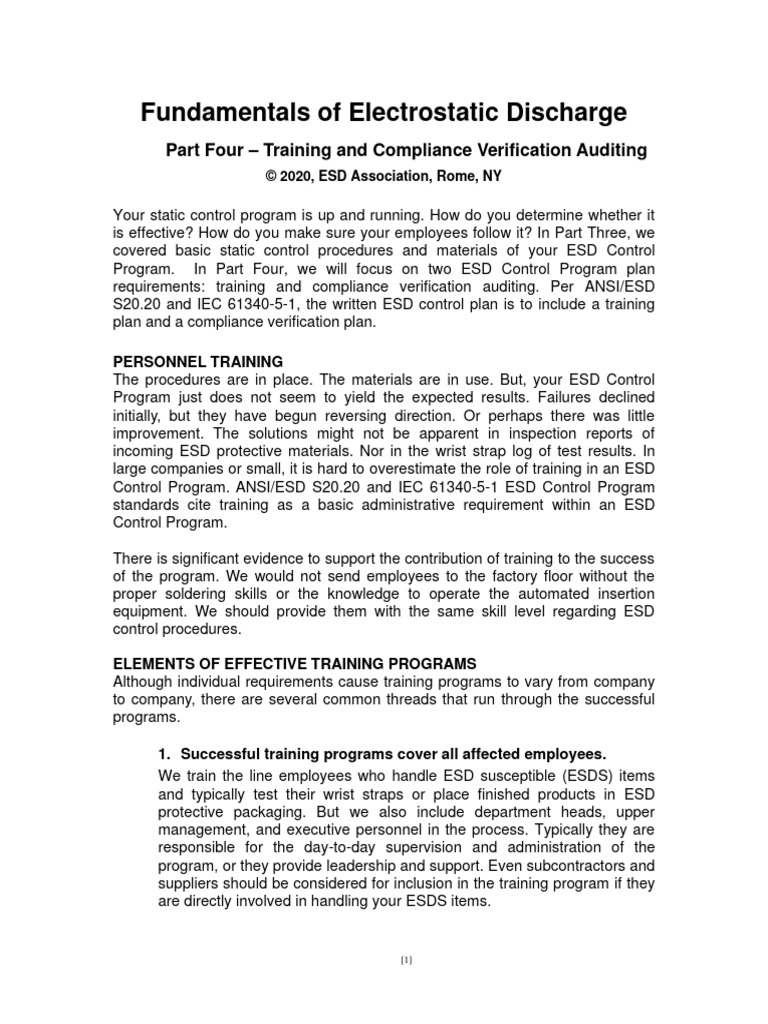 ESD Training and Compliance Auditing Guide | PDF | Electrostatic ...
