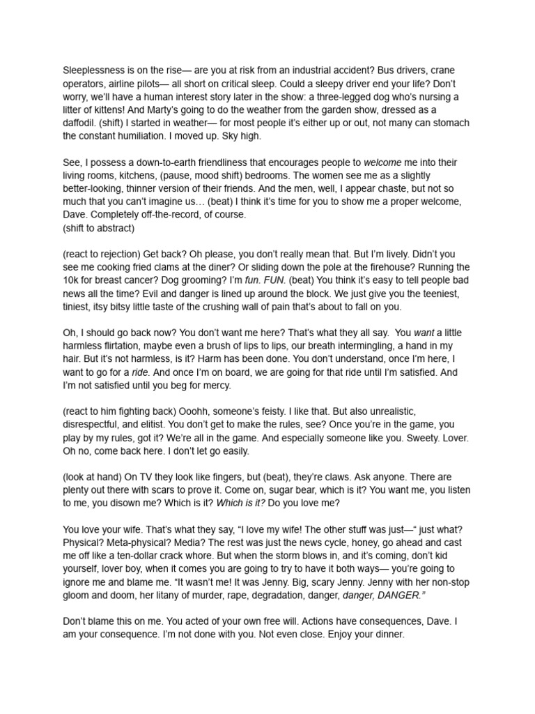 Jenny's Monologue on Consequences | PDF