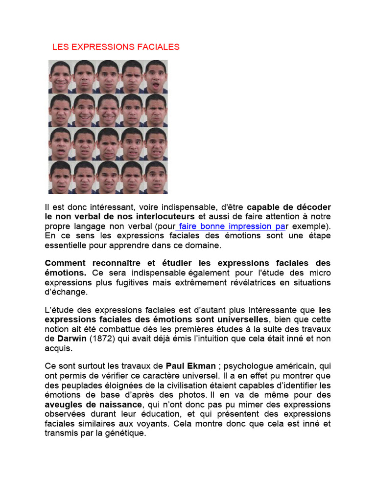 Décodage des Expressions Faciales | PDF | Expression faciale | Émotions