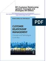 Ebook PDF Customer Relationship Management Concepts and Technologies 4th Edition PDF