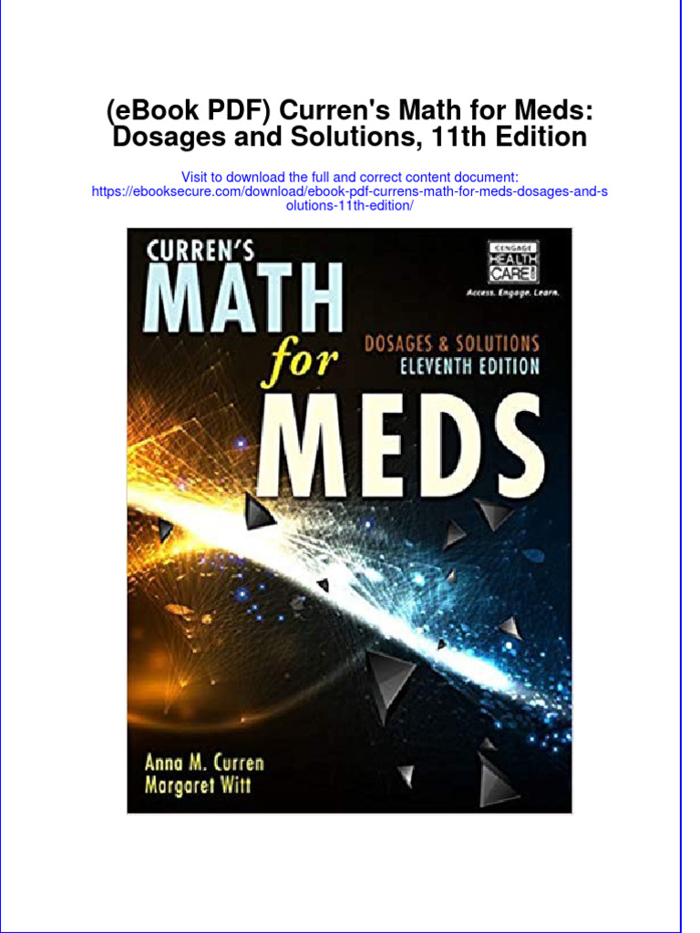 Ebook pdf currens math for meds dosages and solutions 11th edition pdf