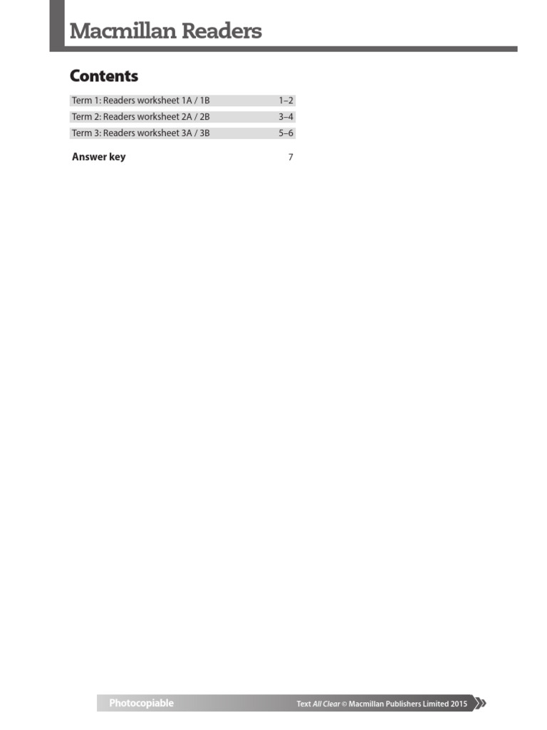 Macmillan Readers Worksheets Guide | PDF