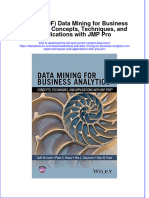 Ebook PDF Data Mining For Business Analytics Concepts Techniques and Applications With JMP Pro PDF