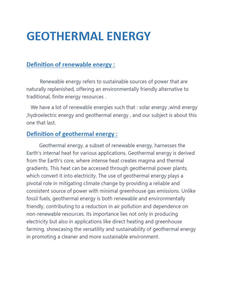 Geothermal Energy Pdf