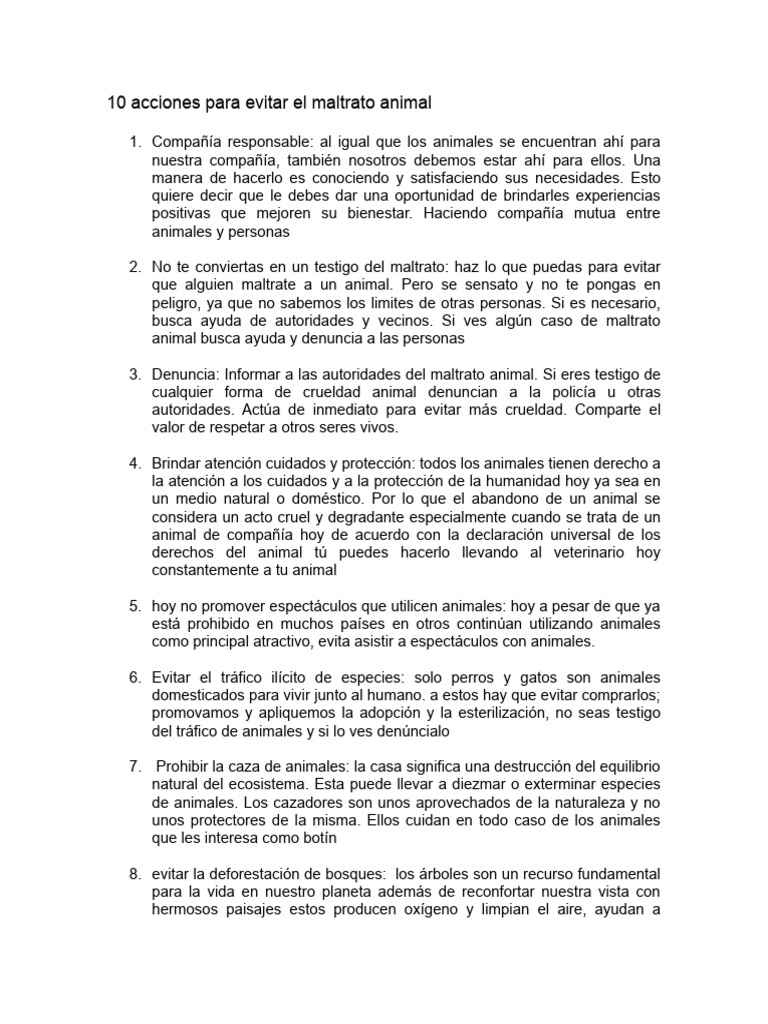 10 acciones para prevenir el maltrato animal | PDF | Entorno natural ...
