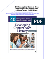 Ebook PDF Developing Content Area Literacy 40 Strategies For Middle and Secondary Classrooms 2nd Edition PDF