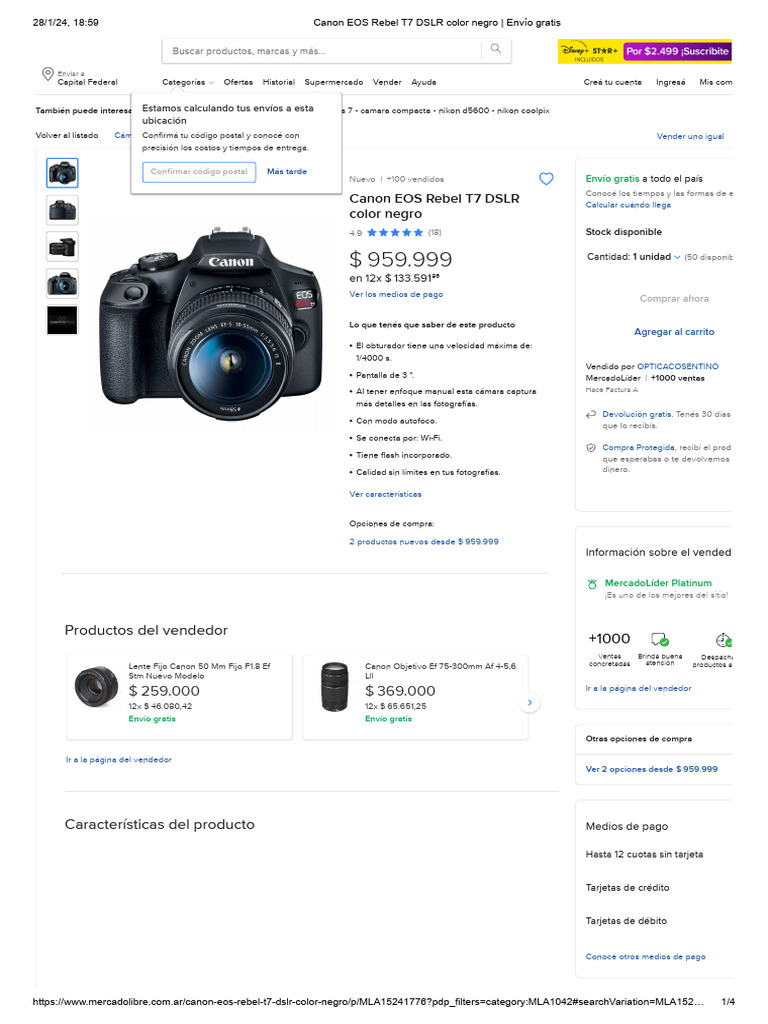 Canon eos rebel t7 dslr pdf c mara digital r flex de lente nica