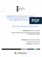 Lineamientos de Vigilancia en Salud Pública para Municipios en Proceso de Eliminación de La Malaria