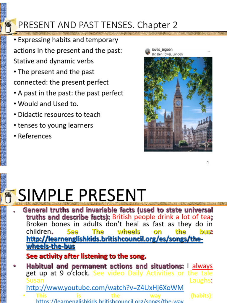 1 Present and Past Tenses | PDF | Grammatical Tense | Language Mechanics