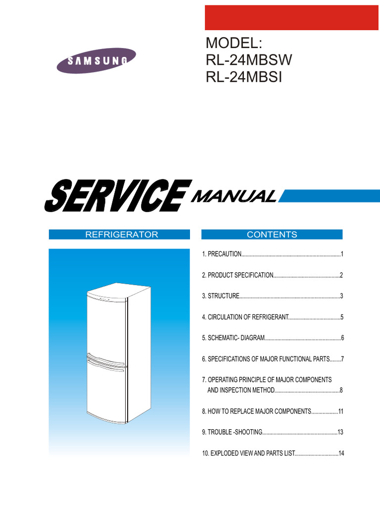 Samsung RL Series Refrigerator Manual | PDF | Refrigerator | Relay