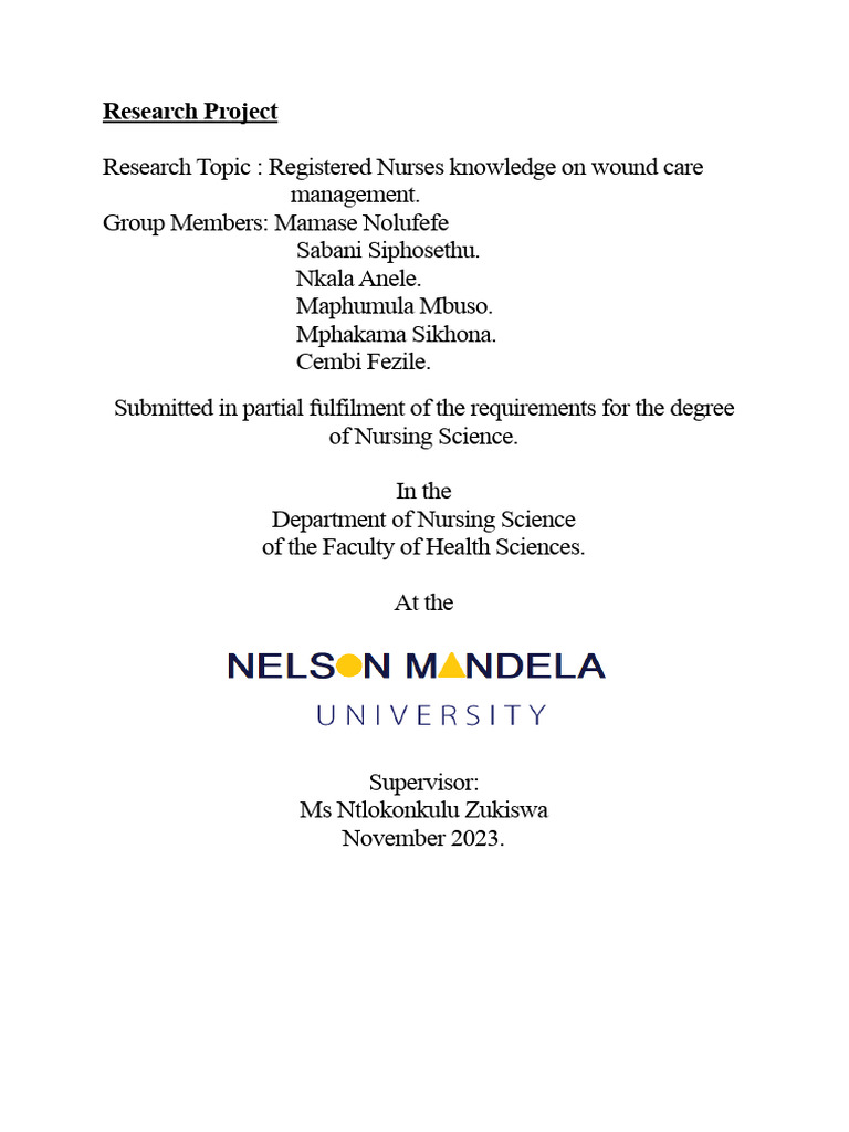 Nurses' Knowledge of Wound Care Management | PDF | Wound | Health Care