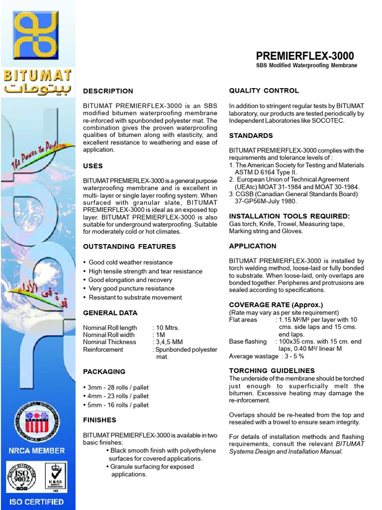 Premierflex 3000 | PDF | Materials | Building Technology