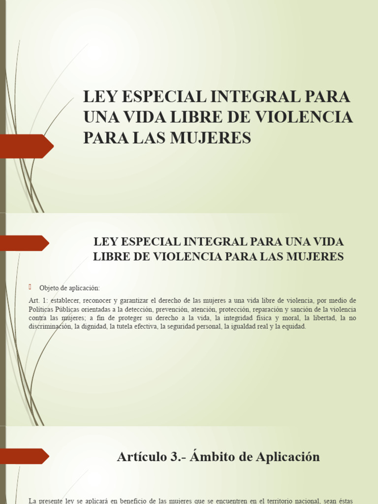 Ley Integral contra la Violencia hacia Mujeres | PDF | La violencia ...