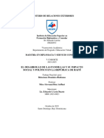 El Desarrollo de Las Pandillas y Su Impacto Social y Politico en La Republica de Haiti