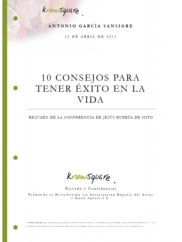 10 Consejos para Tener Éxito en La Vida | PDF | Relaciones personales ...