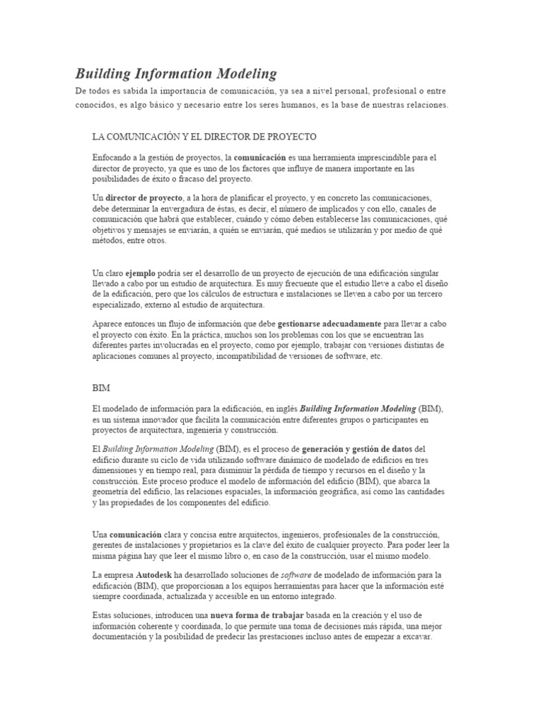 Building Information Modeling | PDF | Tecnologías de la información ...