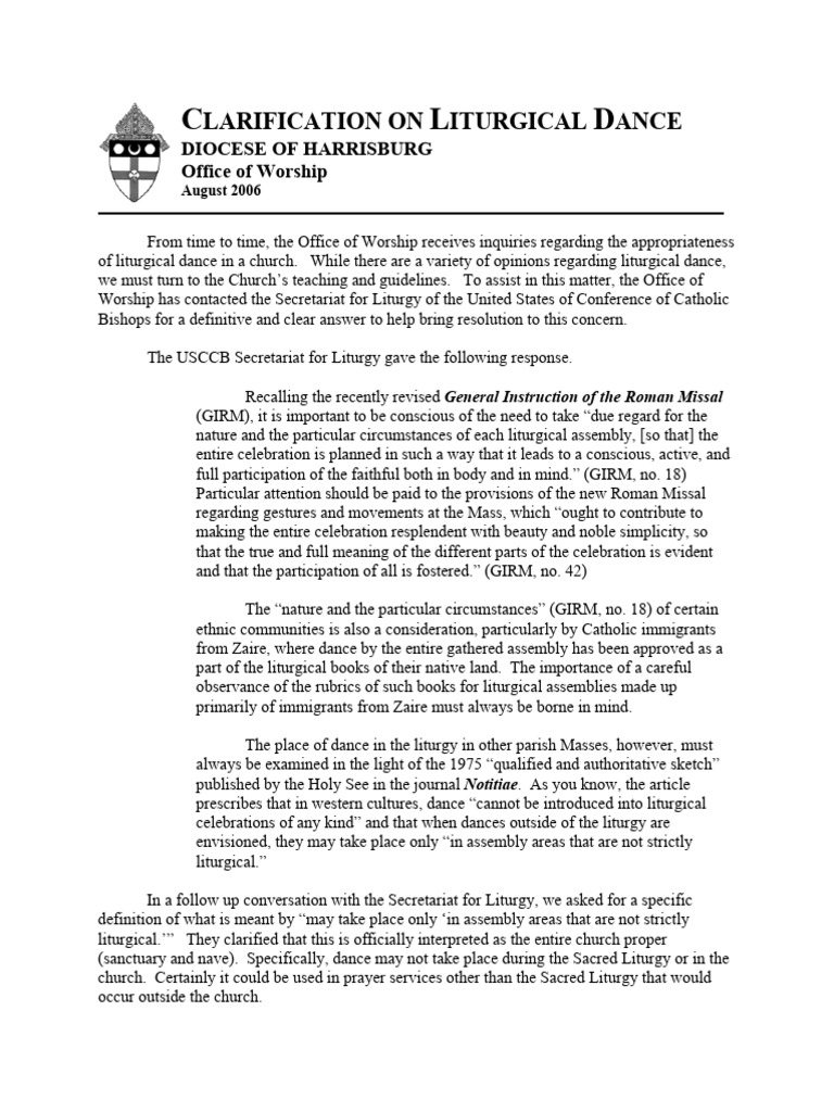 Liturgical Dance Guidelines Harrisburg | PDF | Liturgy | Mass (Liturgy)