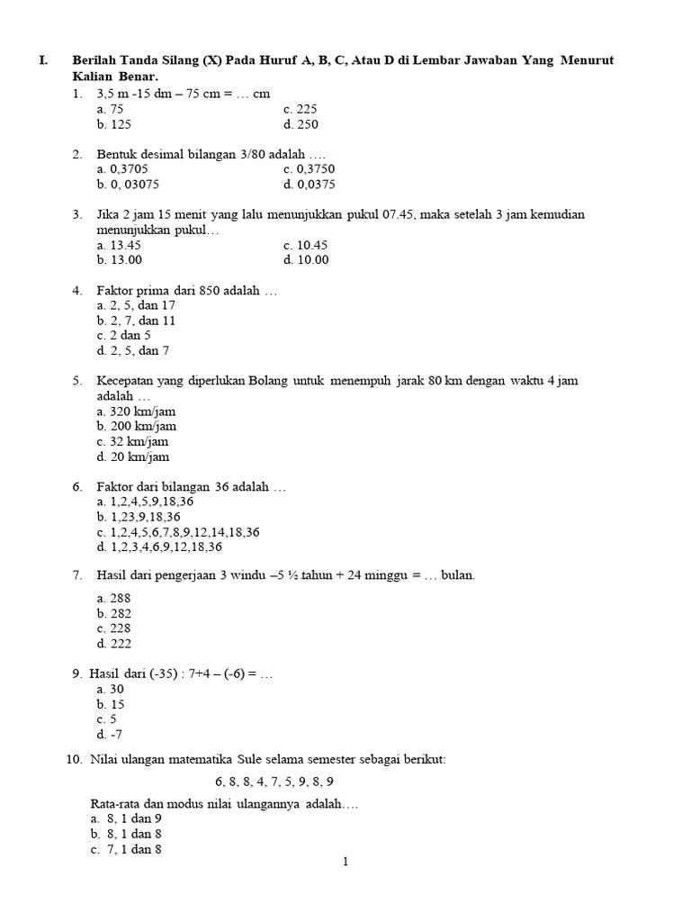 Soal Lomba Osn Matematika Sd Tingkat Kec Pdf