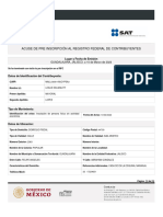 Acuse de Pre Inscripción Al Registro Federal de Contribuyentes