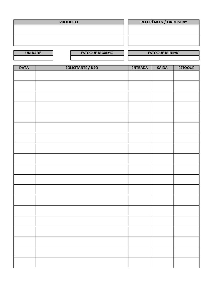 Ficha de prateleira estoque pdf