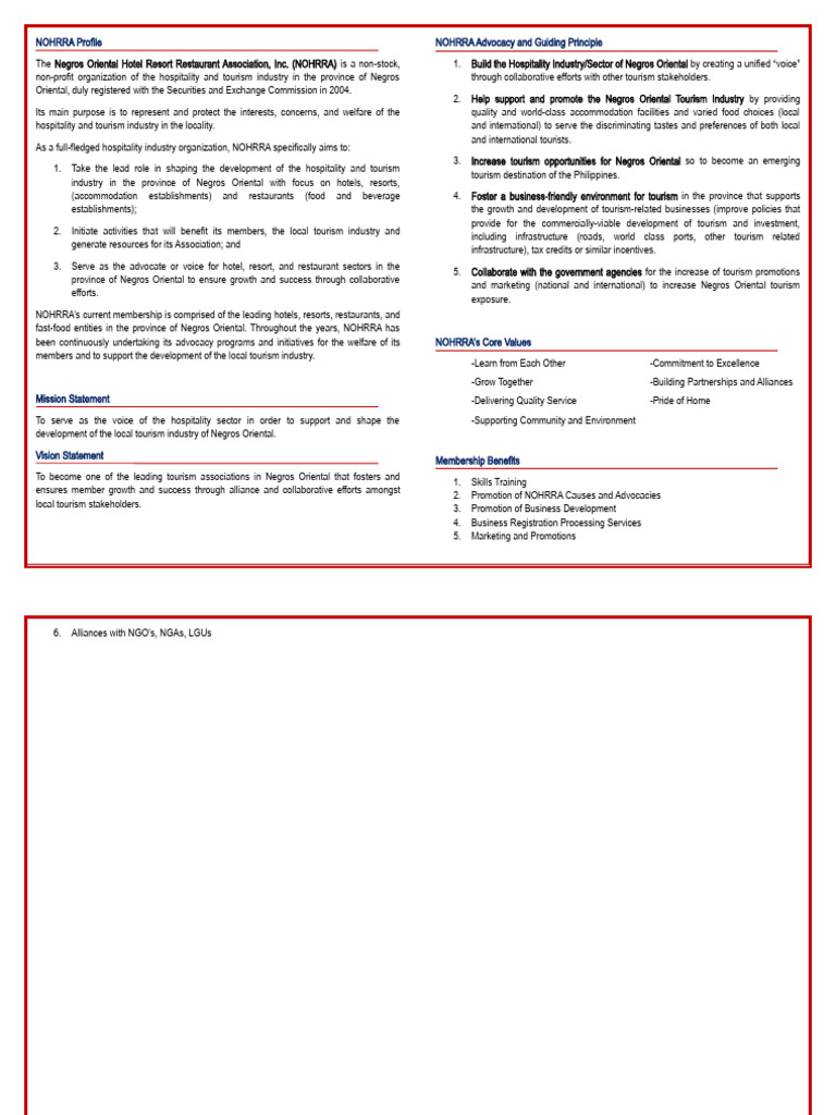 NOHRRA Briefer For Business Dialogue | PDF | Tourism | Economies