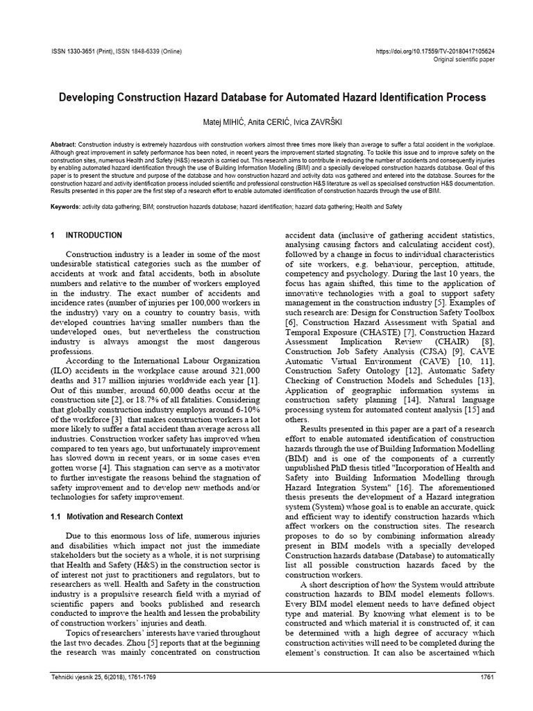 Developing construction hazard database for automated hazard