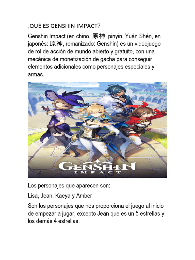 Introducción a Genshin Impact | PDF