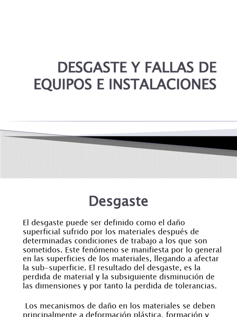 Desgaste y Fallas de Equipos e Instalaciones | PDF | Ingeniería de ...