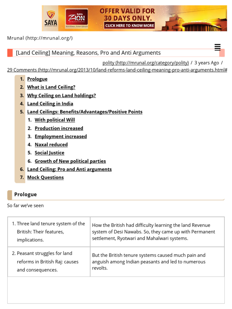 Land Ceiling in India Features, Benefits, Limitations Notes4UPSC
