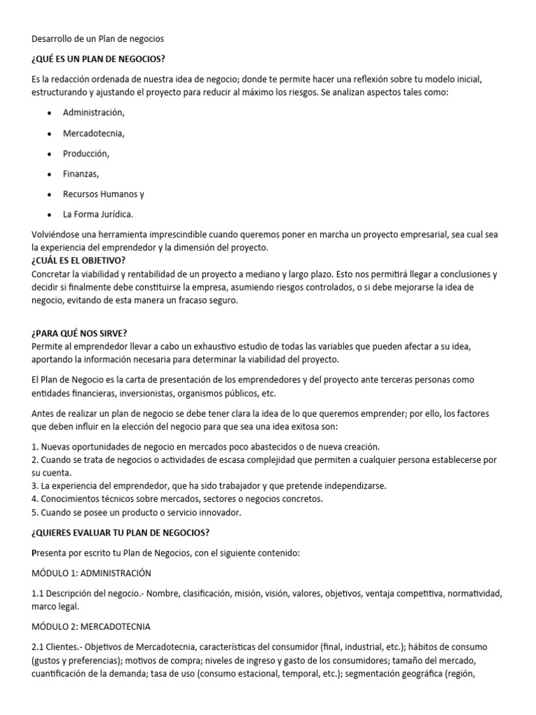 Guía Completa para Plan de Negocios | PDF | Indicador de rendimiento ...