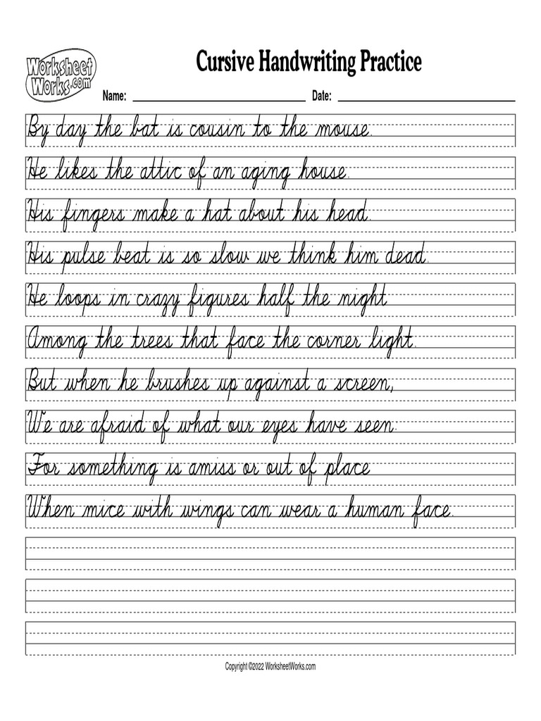 Worksheetworks cursive handwriting practice 3 pdf