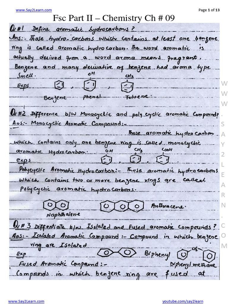 Chemistry Ii Ch 9 Short Question Notes Pdf