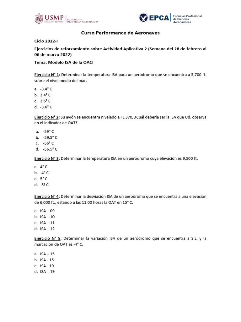 Ejercicios sobre Modelo ISA en Aviación | PDF | Aviación | Aeronave