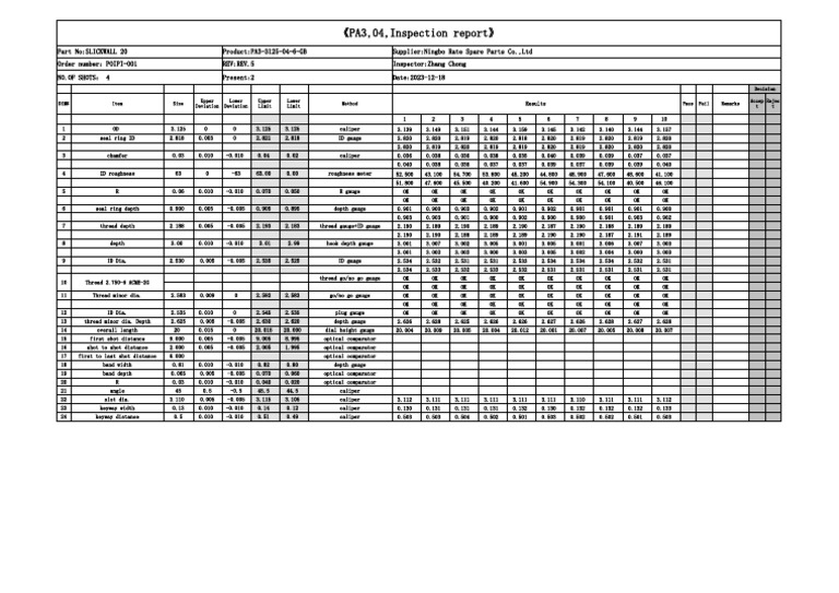 Slickwall 20 Ipi001 Inspection Report | PDF | Manufactured Goods | Length
