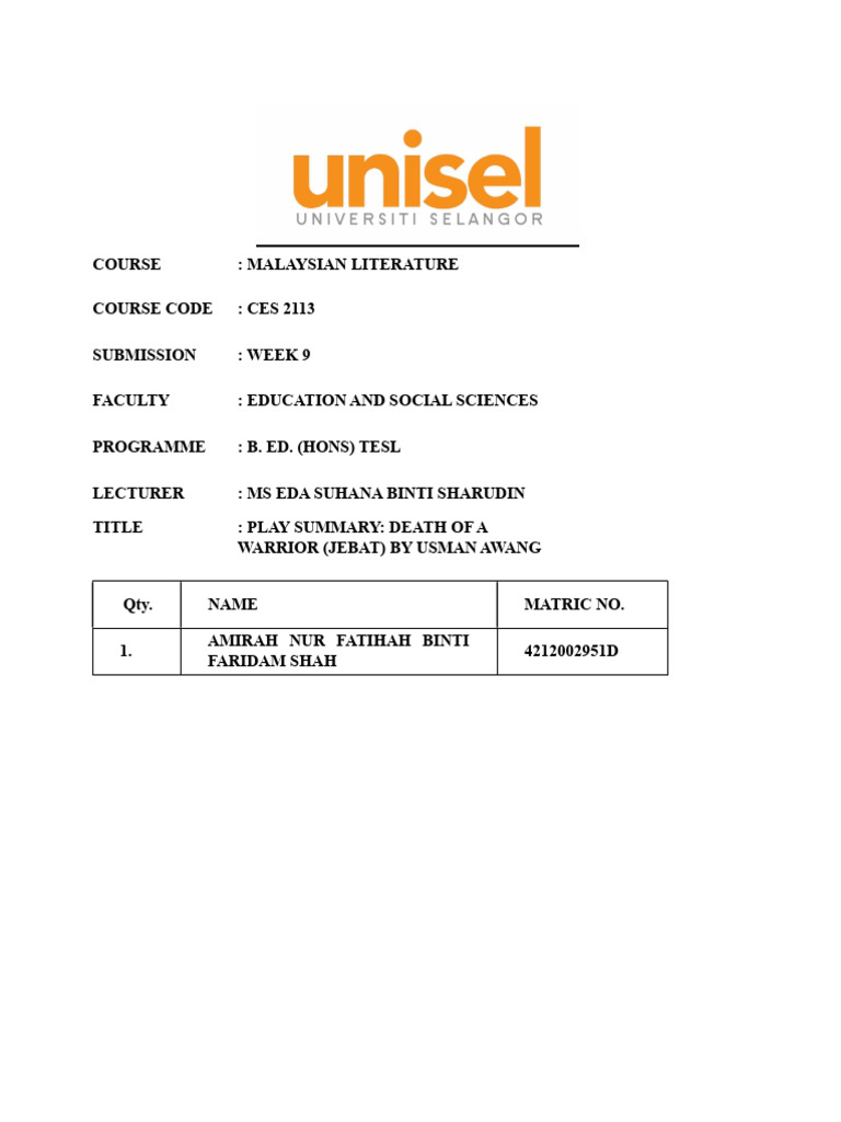 TESL Students' Play Analysis | PDF | Malaysia