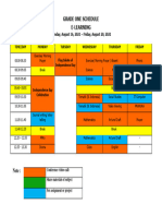 SCHEDULE E-Learning Grade 1 (5th Week)