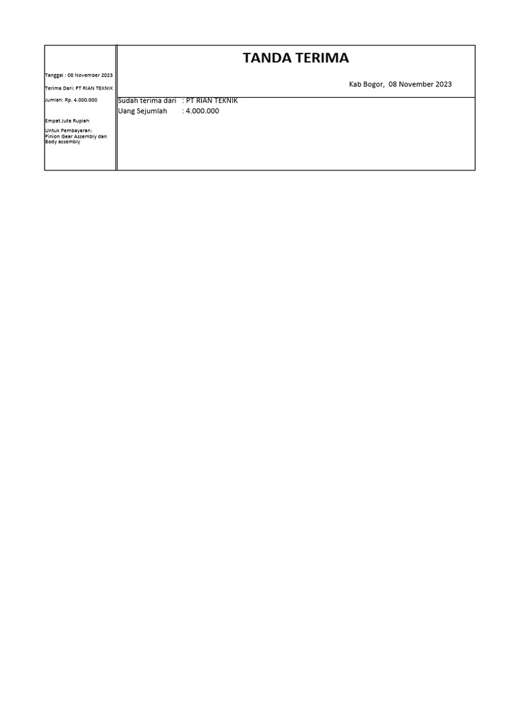 Kwitansi Template PDF