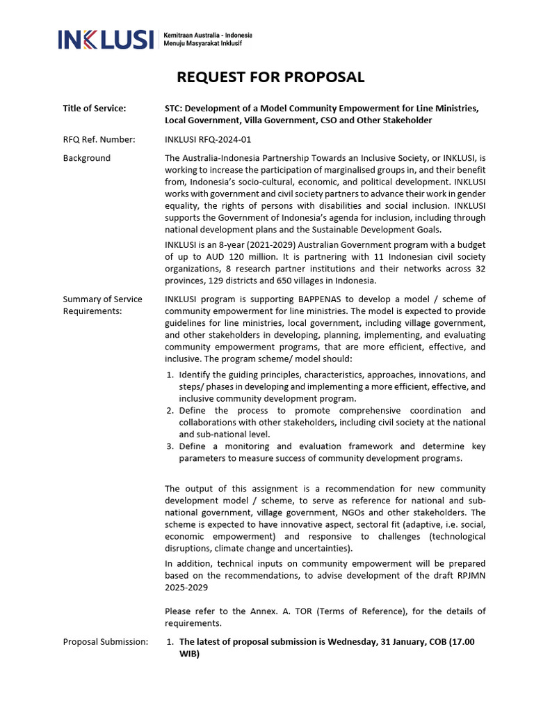 Community Empowerment Model RFP INKLUSI | PDF | Empowerment ...