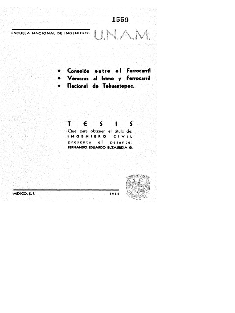 Conexion Entre El Ferrocarril Veracruz Al Istmo y Ferrocarril Nacional