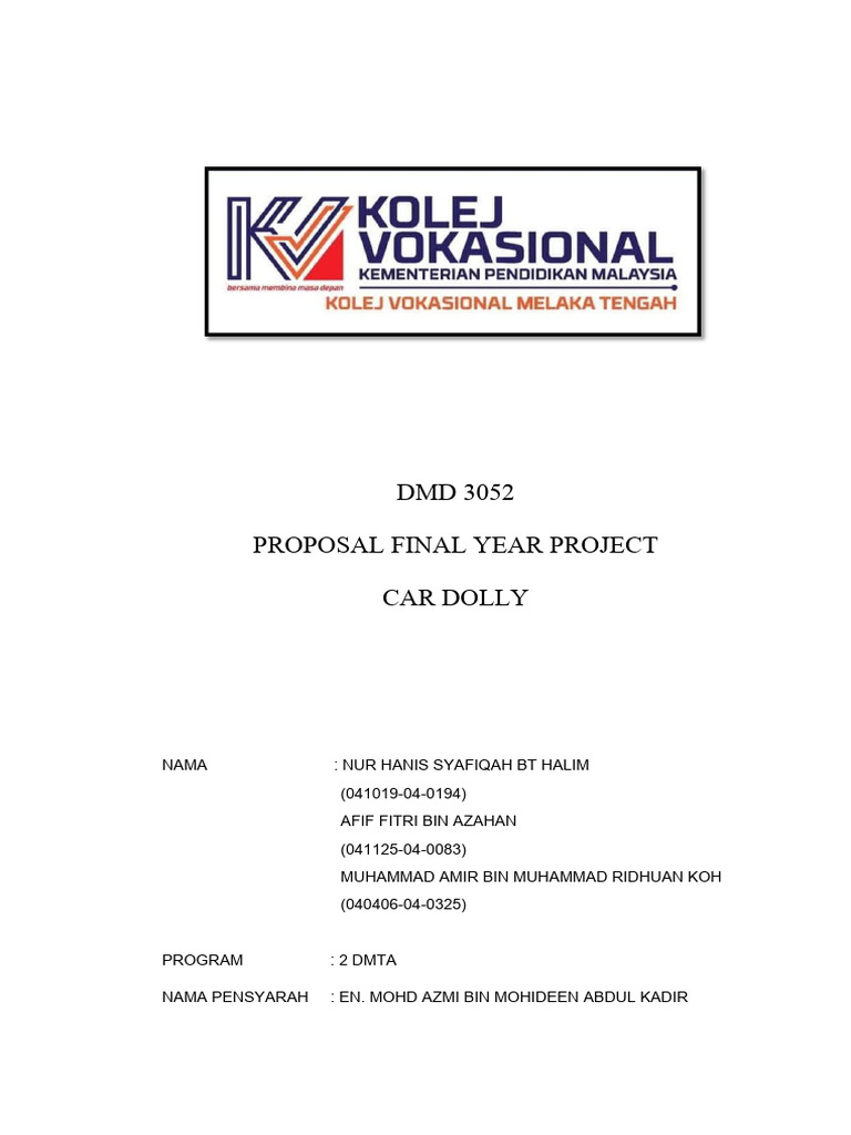 Proposal Projek Car Dolly Automotif | PDF | Seni