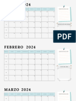 Calendario 2024 Mensual Anual Documento A4 Multicolor Pastel Imprimible Blanco