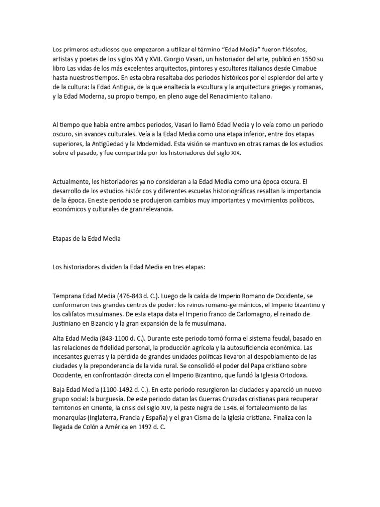 Historia y Cultura de la Edad Media | PDF | Edades medias | imperio ...
