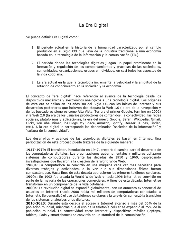 La Era Digital | PDF | Internet | Tecnología de información y ...